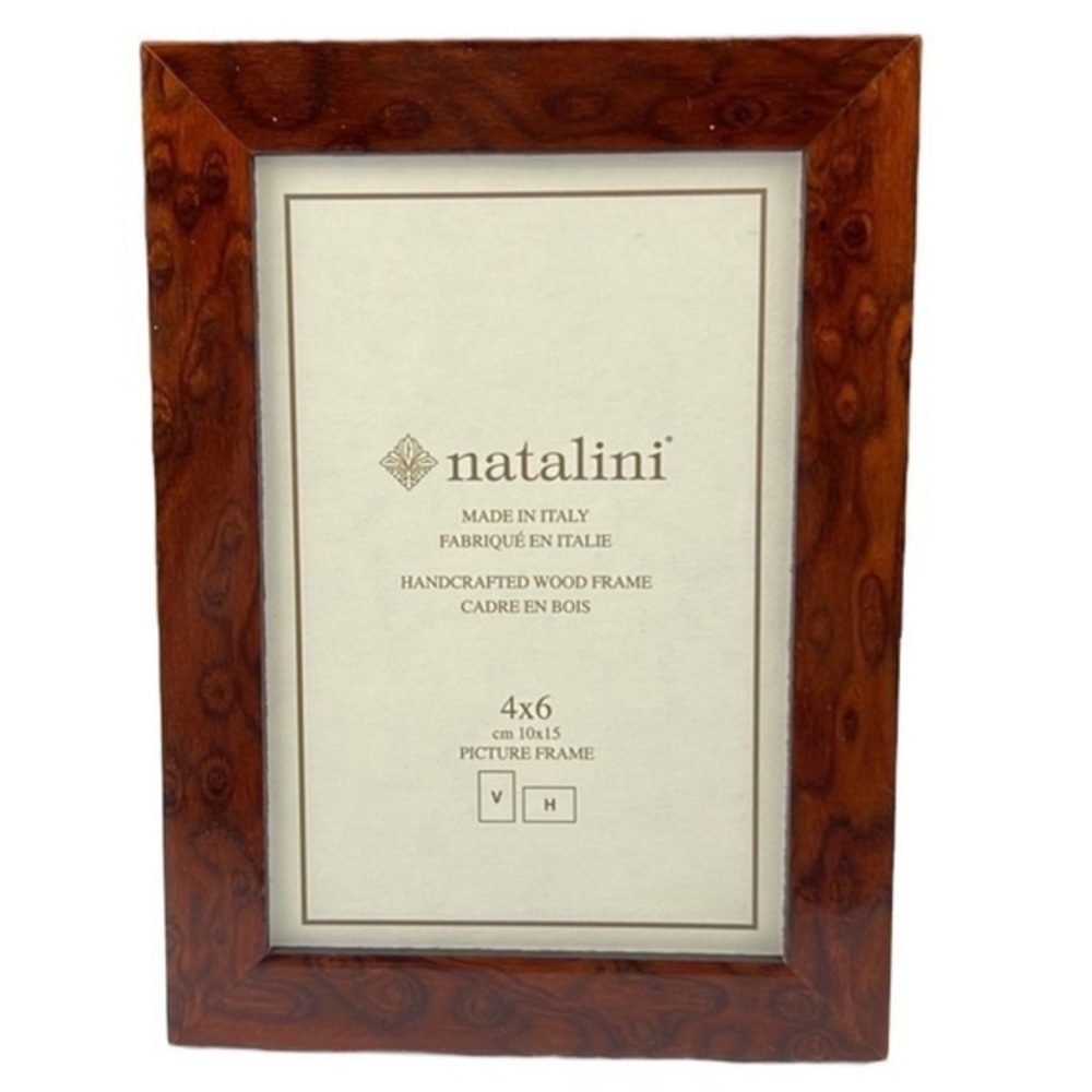 Natalini - ‘Brown - Burle pattern’ wood frame. 4“ x 6“. NWT.